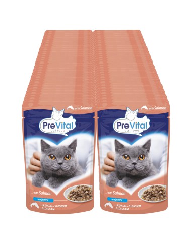 Saszetka łosoś w sosie dla kotów dorosłych łosoś 96x100g PreVital 5999546170436 6