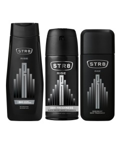 Zestaw kąpielowy dla mężczyzn: Dezodorant do ciała + Dezodorant perfumowany + Żel pod prysznic STR8 Rise 5201314107224
