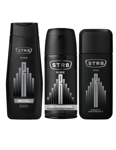Zestaw kąpielowy dla mężczyzn: Dezodorant do ciała + Dezodorant perfumowany + Żel pod prysznic STR8 Rise 5201314107224 16