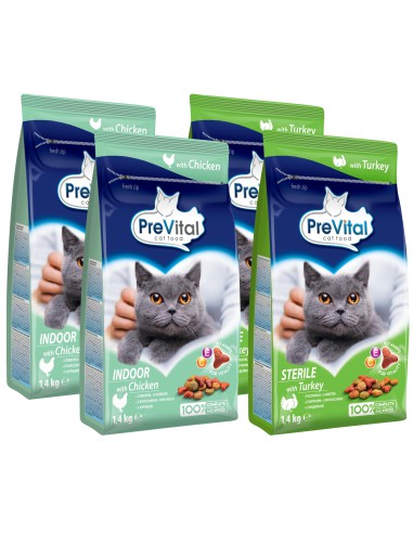 Wysokojakościowa sucha karma dla kota mix indoor sterile PreVital 1,4kg 4szt - Karma dla kota