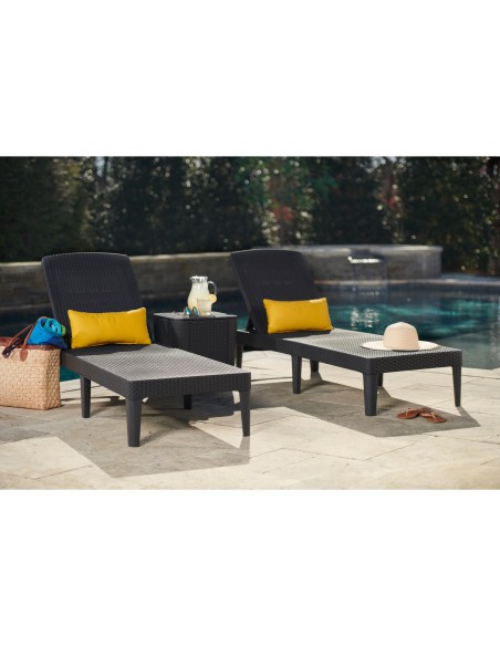 Dwa wygodne leżaki ogrodowe w kolorze grafitowym Keter x2 8711245144870 15