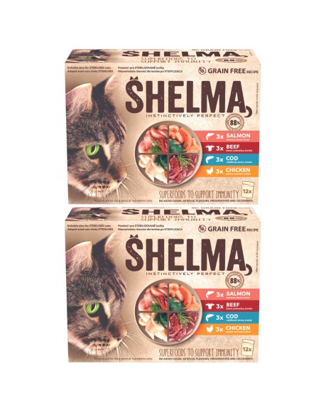 Fileciki dla kota bez zbóż mix smaków Shelma  24x85g 8595606406759