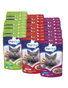 Zestaw saszetek dla kota Mix smaków mięsnych PreVital, 96x100g 5999546172027