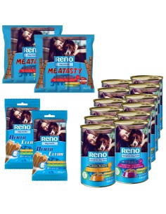Mieszanka mokrej karmy dla psa Reno 12x1240g + przysmaki GRATIS 8594014721539