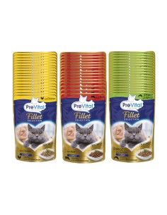 Saszetki dla kota w różnych smakach mix mięso ryba 96x85g PreVital Fillet 5999546175936