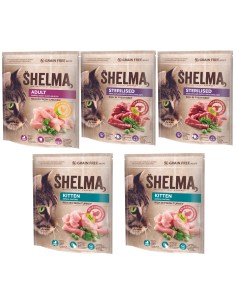 Zestaw bezzbożowej karmy dla kotów i kociąt Shelma 5x750g 8595606405295
