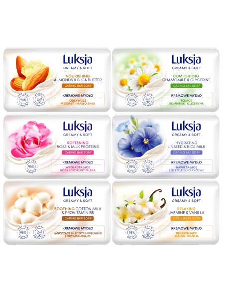 Zestaw kremowego mydła w kostce mix Zestaw 6 x 90 g Luksja 5900536348735 2