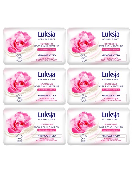 Kremowe mydło z proteinami mleka w kostce róża 6 x 90 g Luksja 5900536348742 2