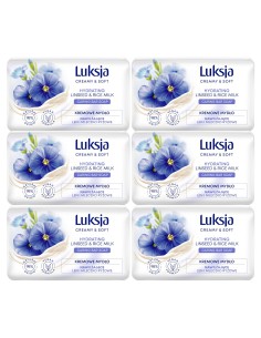 Kremowe mydło z mleczkiem ryżowym w kostce len 6 x 90 g Luksja 5900536348759