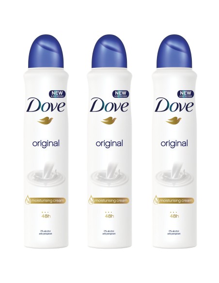 Orzeźwiający spray antyperspirant Dove Original 250ml 3 sztuki - Strona główna Orzeźwiający spray antyperspirant Dove Original 250ml 3 sztuki 8717163997345