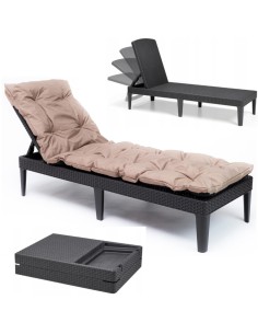 Leżak brązowy Jaipur z poduszką Cosi Garden w zestawie 8711245144894