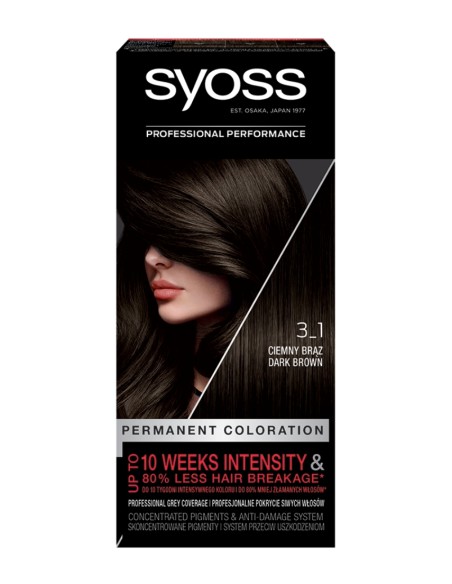 Farba do włosów Syoss trwała koloryzacja 3-1 Ciemny Brąz 9000100632706 3