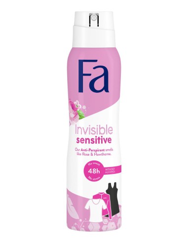 Antyperspirant doskóry delikatnej spray 150ml Invisible Sensitive Fa - Antyperspiranty