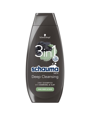 Oczyszczający szampon 3w1 dla mężczyzn z węglem i glinką Shauma Men 400 ml - Szampony do włosów