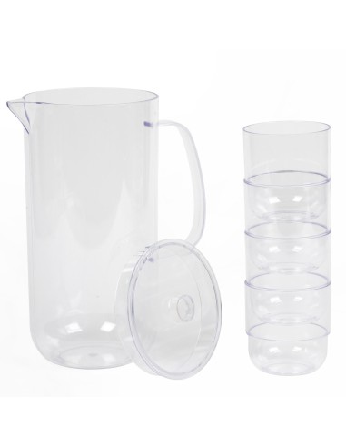 Zestaw plastikowy do napojów Dzbanek + 4 szklanki Cambridge - Dzbanki, karafki i mleczniki