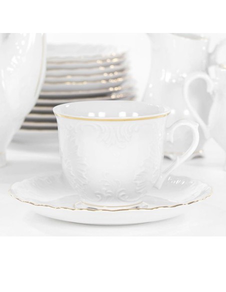 Zestaw filiżanek ze spodkami dla 6 osób 12 elementów Ćmielów Rococo Złota Linia 5902767069649 10