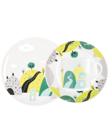 Zestaw porcelanowych naczyń dla dzieci 3 elementy: talerz + miska + kubek Lubiana Domek Misi  5900245743173 7