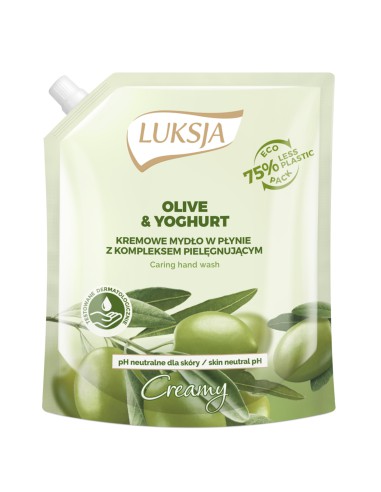 Zapas jourtowego kremowego mydła w płynie Olive & Yoghurt Luksja 900ml - Mydła