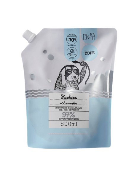 Odżywiający żel pod prysznic kokos i sól morska YOPE zapas 800 ml 5900168906921