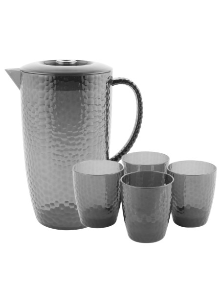 Szare szklanki plastikowe 4 x 250ml + dzbanek plastikowy 2L Cambridge 