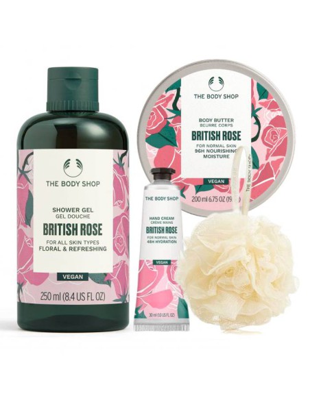 Duży box kosmetyków wegańskich z myjką The Body Shop British Rose 
