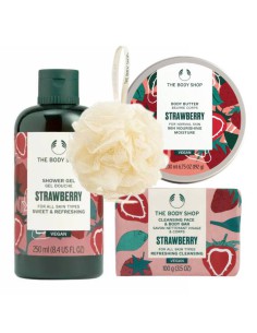 Duży box kosmetyków o zapachu truskawkowym The Body Shop z myjką
