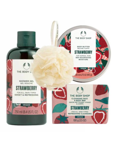 Duży box kosmetyków o zapachu truskawkowym The Body Shop z myjką - Zestawy kosmetyków Duży box kosmetyków o zapachu truskawkowym The Body Shop z myjką
