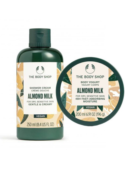 Box kosmetyków The Body Shop Mleko Migdałowe żel pod prysznic 250ml + jogurt do ciała 200ml 