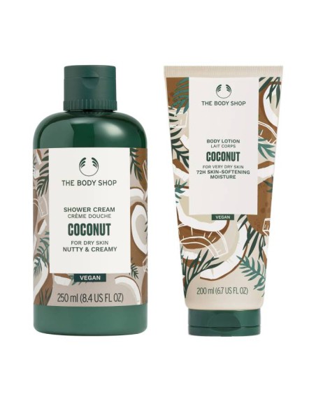 Box kokosowych kosmetyków The Body Shop żel pod prysznic + balsam do ciała 
