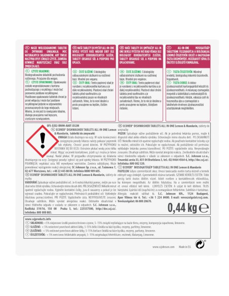 Tabletki do zmywarki ECOVER cytryna i mandarynka 22 szt. 5000204254853 2