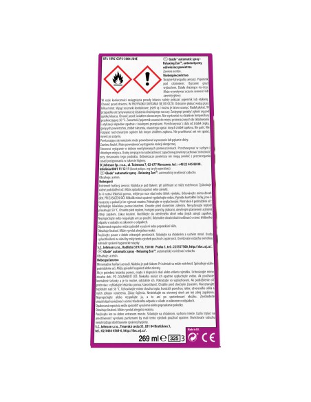 Automatyczny odświeżacz powietrza GLADE AUTOMATIC SPRAY + wkład Relaxing Zen - Odświeżacze automatyczne Automatyczny odświeżacz powietrza GLADE AUTOMATIC SPRAY + wkład Relaxing Zen 5000204073522 2