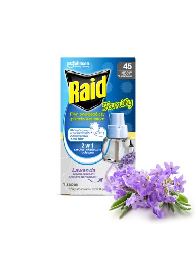 Lawendowy płyn przeciw komarom Raid Family - zapas do urządzenia owadobójczego Raid - Elektrofumigatory owadobójcze
