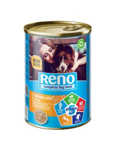 Mokra karma dla psa kawałki z kurczakiem i wątróbką w sosie 415g Reno 5999566111877