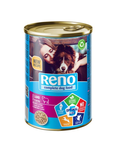 Mokra karma dla psa kawałki dla psa z jagnięciną w sosie 415g Reno - Mokra karma dla psa Mokra karma dla psa kawałki dla psa z jagnięciną w sosie 415g Reno 5999566111860