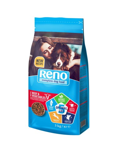 Karma sucha dla dorosłego psa z wołowiną i warzywami 3kg Reno - Karma dla psa