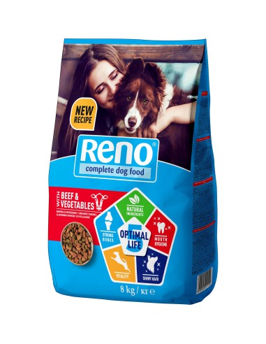 Karma sucha dla dorosłego psa z wołowiną i warzywami 8kg Reno - Karma dla psa