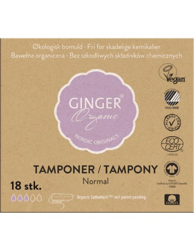 Tampony bez aplikatora GingerOrganic rozmiar Normal 18 szt. 5713334000084 2