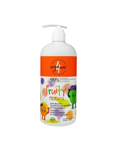 Naturalny szampon do włosów dla dzieci i rodziny 4organic Fruity 1l - Szampony do włosów