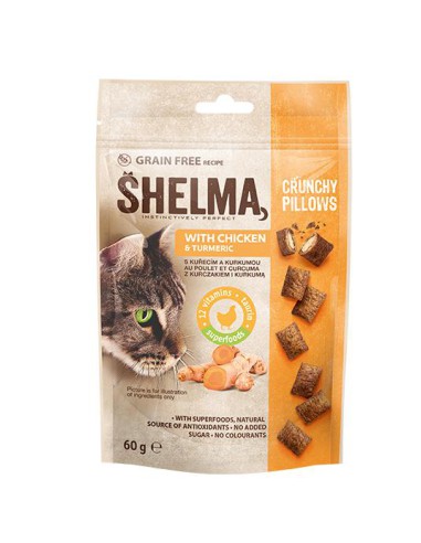 Przysmaki dla kota Poduszeczki z kurczakiem i kurkumą Shelma 60g - Przysmaki dla kota