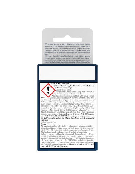 Zapas do dyfuzora elektrycznego Glade Aromatherapy Cool Mist Diffuser zapach Calm Mind 5000204219777 2