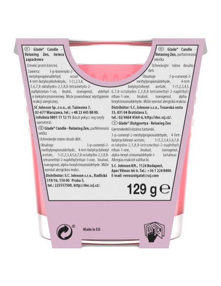 Świeca zapachowa Glade Relaxing Zen 129g - Świece zapachowe Świeca zapachowa Glade Relaxing Zen 129g 5000204106091 2