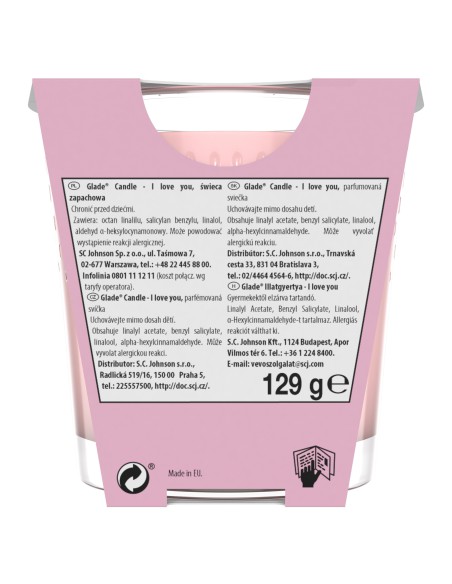 Świeca zapachowa Glade I love you 129g 5000204230505 2