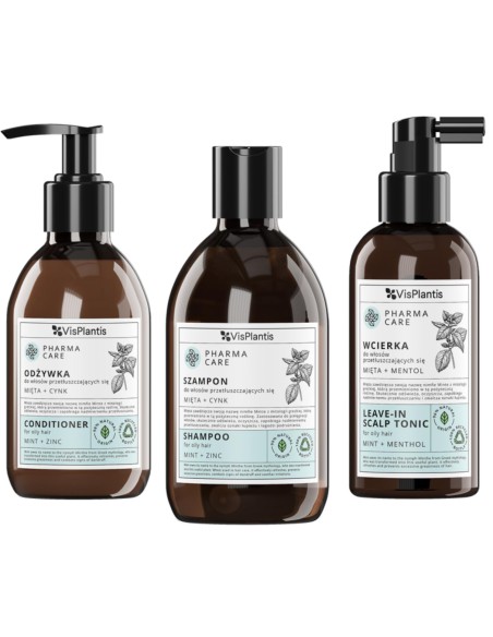 Zestaw miętowy do włosów przetłuszczających się Pharma Care Szampon + Odżywka + Wcierka 
