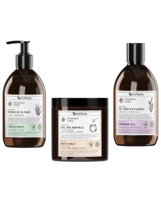 Zestaw naturalnej pielęgnacji ciała Pharma Care Żel pod prysznic + Mydło w płynie + Sól do kąpieli 5907618138093