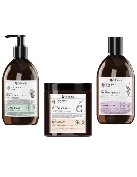 Zestaw naturalnej pielęgnacji ciała Pharma Care Żel pod prysznic + Mydło w płynie + Sól do kąpieli 5907618138093