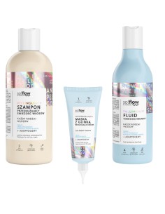 Zestaw so!flow dogłębne oczyszczenie i termoochrona włosów Szampon + Maska + Fluid termoochronny 5907618138086
