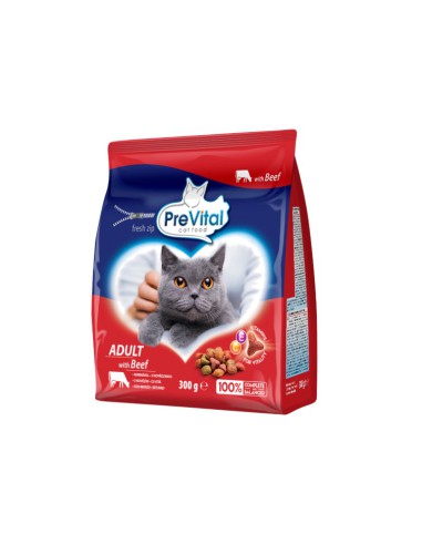 Sucha karma dla kotów dorosłych w wołowiną PreVital 300g - Karma dla kota
