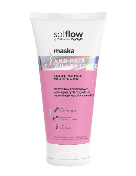 Emolientowo-proteinowa maska do włosów wysokoporowatych i zniszczonych so!flow 200ml 5907618136419
