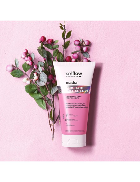Emolientowo-proteinowa maska do włosów wysokoporowatych i zniszczonych so!flow 200ml 5907618136419 2
