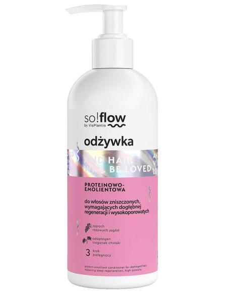 Proteinowo-emolientowa odżywka do włosów wysokoporowatych i zniszczonych so!flow 300ml 5907618136402